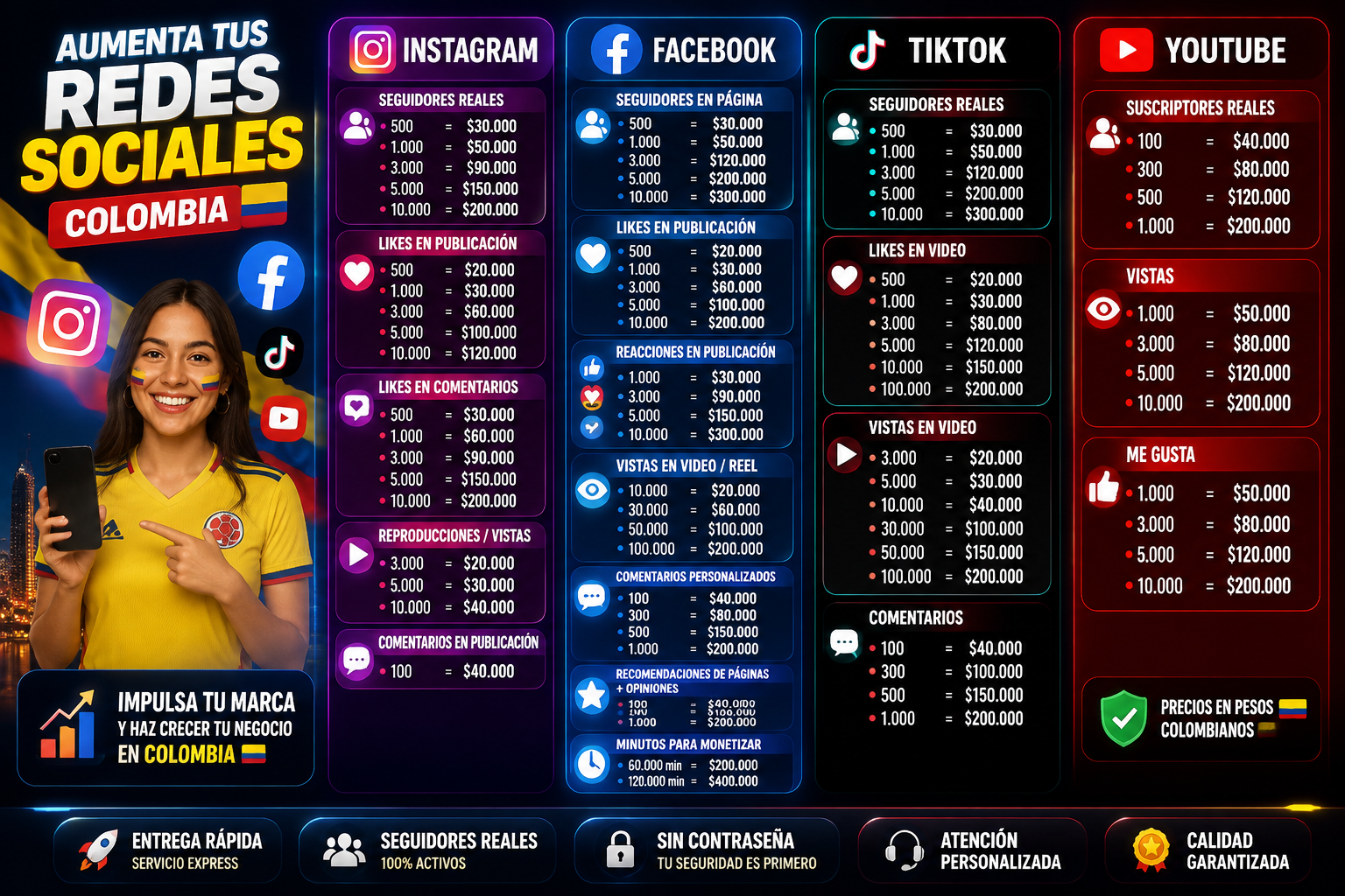Comprar Seguidores en Colombia Likes